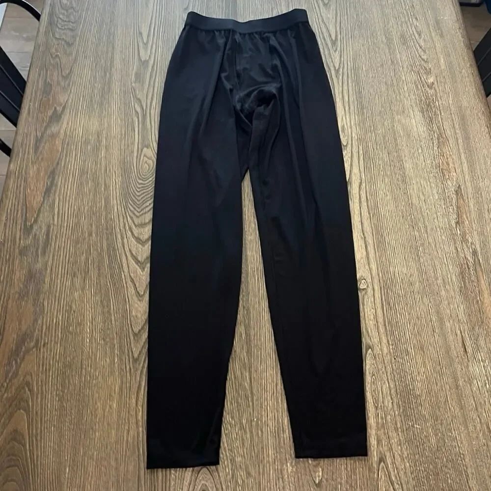 Lands' End Mens Stretch Thermaskin Long Underwear Pants Base Layer Black Size S